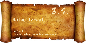 Balog Izrael névjegykártya